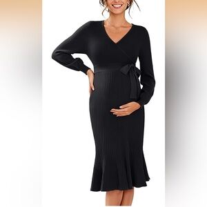 NWT Elegant Black Maternity Wrap Dress XL